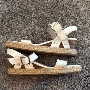 Tommy Bahama White and Tan Heeled Sandals